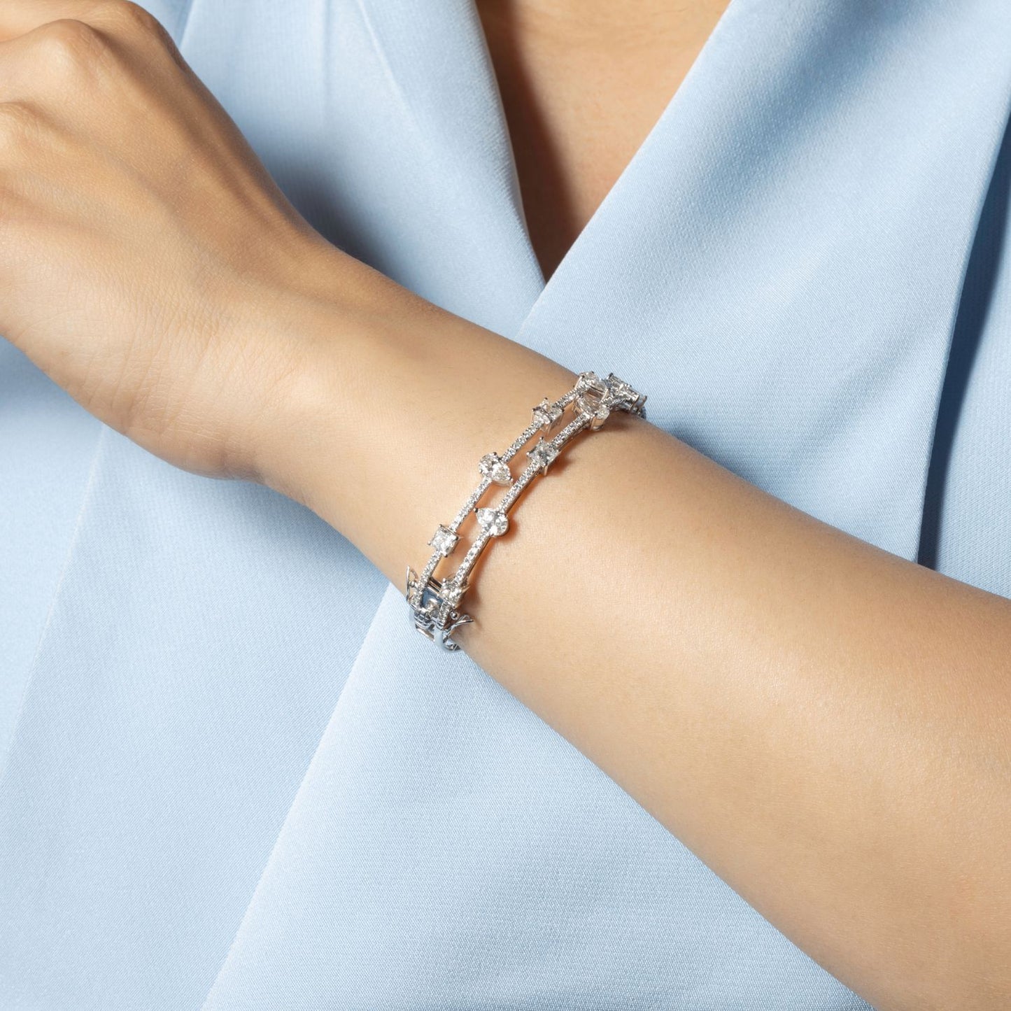 Eliza Pear and Cushion Cut Bangle