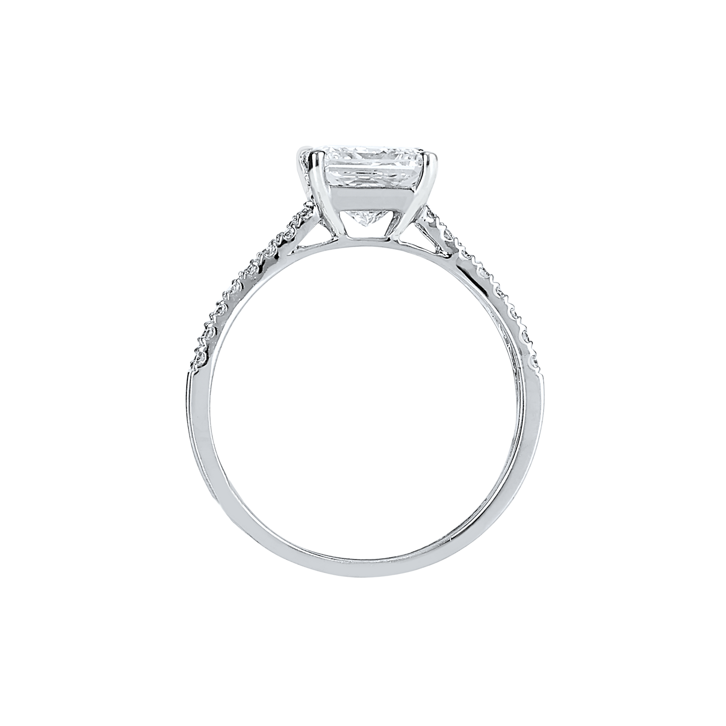 Double Band Princess Solitaire Ring