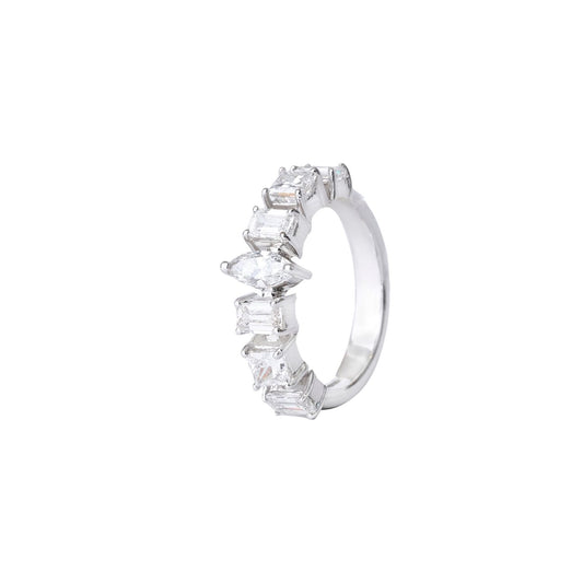 Emerald Cut and Marquise Half Eternity Band