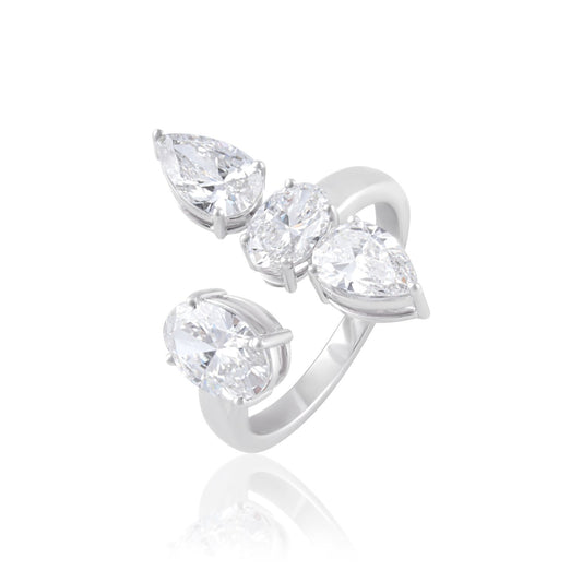 4 Stone Oval Cut and Pear Shaped Ring