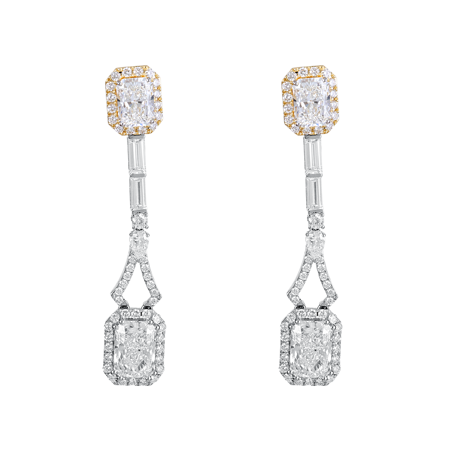 Radiant Dual Halo Drops Earrings