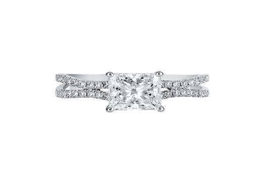 Double Band Princess Solitaire Ring
