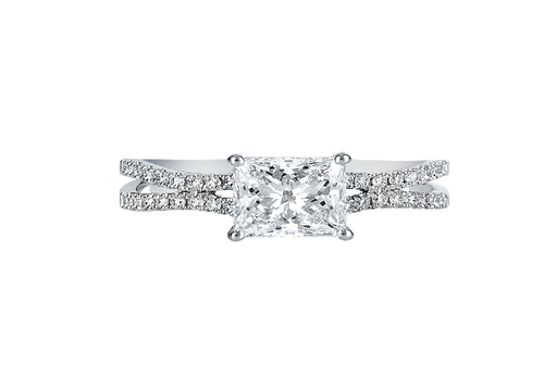 Double Band Princess Solitaire Ring