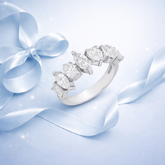 Fancy Shaped Half Eternity Band Ring