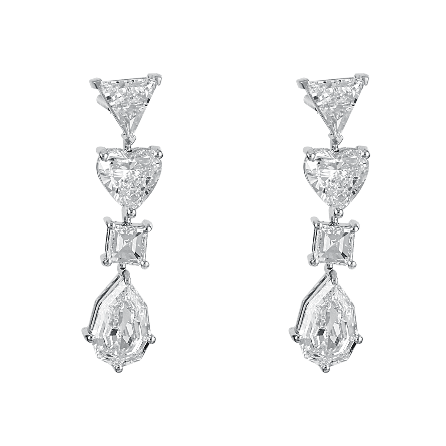 Multi Shaped Diamond Drop Earrings