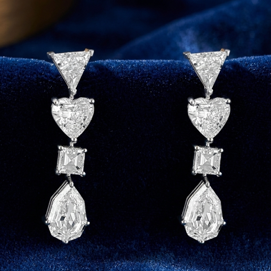 Multi Shaped Diamond Drop Earrings