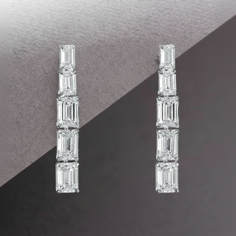 Emerald Cut Diamond Earrings