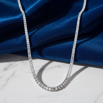 Emerald Cut Diamond String Neck Piece