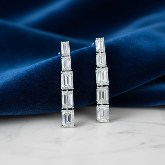 Emerald Cut Diamond Earrings