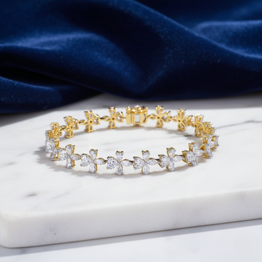 Golden Bloom Tennis Bracelet