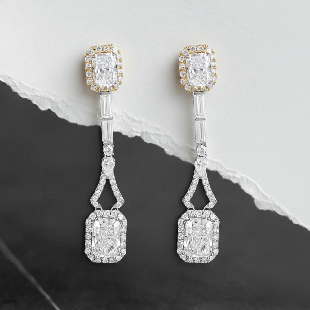 Radiant Dual Halo Drops Earrings