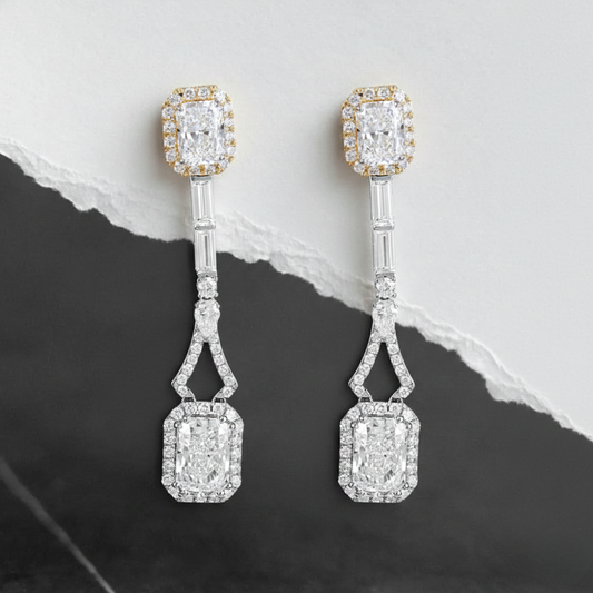 Radiant Dual Halo Drops Earrings