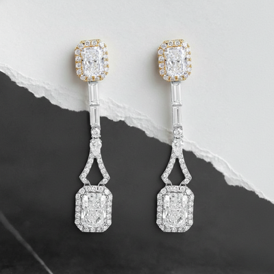 Radiant Dual Halo Drops Earrings