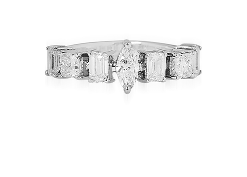 Emerald Cut and Marquise Half Eternity Band