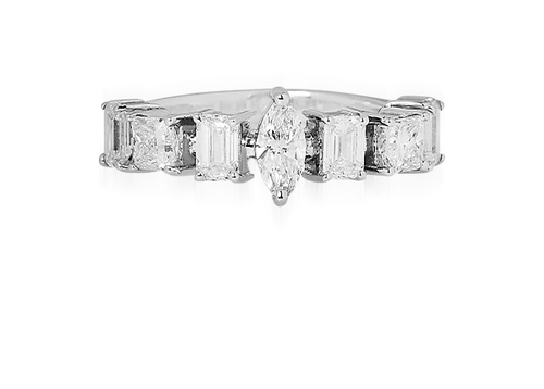 Emerald Cut and Marquise Half Eternity Band